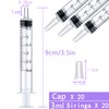 20 Pack 3ml Plastic Sterile Syringes with Storage Caps, Luer
