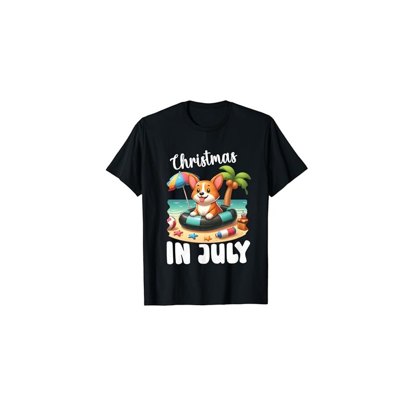 CORGI on Inflatable Boat Merry Christmas in July Day Lover