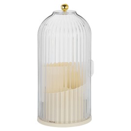 sourcing map Makeup Brush Holder with Clear Lid, 360 Rotating Makeup Brushes Organizer, Dustproof Cosmetic Storage Case for Vanity Desktop Bathroom, Cream