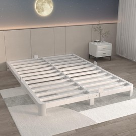 ITIMIDI 4 Inch White King Size Bed Frame, Metal Platform Bed Frames with Metal Gaskets, Heavy Duty Steel Support 3000 LBS, No Box Spring Needed, Anti-Slip Mattress Stopper, Easy Assembly