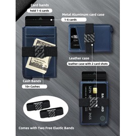 ECOZATU Slim Aluminum Card Holder Wallet, Minimalist Metal Mens Wallet, RFID Blocking Wallet For Men, Pop Up Men's Wallets, Stealth Wallets for Men, 14+ Cards Holder Mens Wallets With 2 Cash Bands