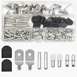 Hocansen Pack of 150 Cabinet Furniture Shelf Pins 4 Models Shelf Holder Shelf Supports for Furniture, Cabinets and Bookshelves (Silver-4)