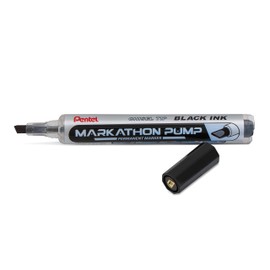 Pentel Markathon Pump Permanent Marker, Chisel Tip, Black Ink, 4 Pack (NLF60XBP4A)