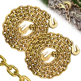SENKEYFE Transport Binder Chain G80-3/8 Inch×10 Foot Trailer Safety Chain Wll 7100 Lbs Working Load for Towing Lifting Log Chain with Clevis Grab Hooks Tow Truck Equipment for Tie Down (Pack of 2)