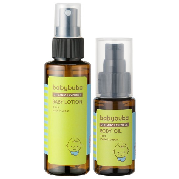 babybuba Organic Baby Skin Care, Oil & Lotion, Moisturizing, Baby Massage, Full Body, Relaxing Effect, Made in Japan (Can be Used by Newborns), Starter Set