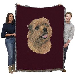 Pure Country Weavers Norfolk Terrier Woven Blanket Red BG by Robert May - Cotton Tapestry Throw - Made in The USA - 72" x 54"