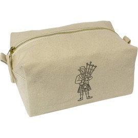 'Scottish Man with Kilt & Bagpipes' Canvas Wash Bag/Makeup Case (CS00035404)