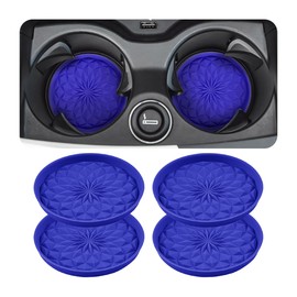 Zpana Car Coaster, 4PCS Silicone Non Slip Vehicle Cup Holders Insert Mat, Waterproof Automotive Interior Cupholder Embedded Protection Pad Accessories, Universal for SUV, Sedan, Truck(Royal Blue)