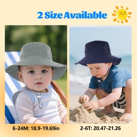 Rbenxia 2 Packs Baby Bucket Hat, UPF 50+ Sun Protection Toddler Sun Hat for Boys Girls Summer Hats for Beach Outside (CA/US, Alpha, Medium, Navy Blue+Grey)