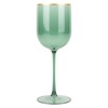 EcoQuality Translucent Plastic Green Wine Glasses with Gold Rim -