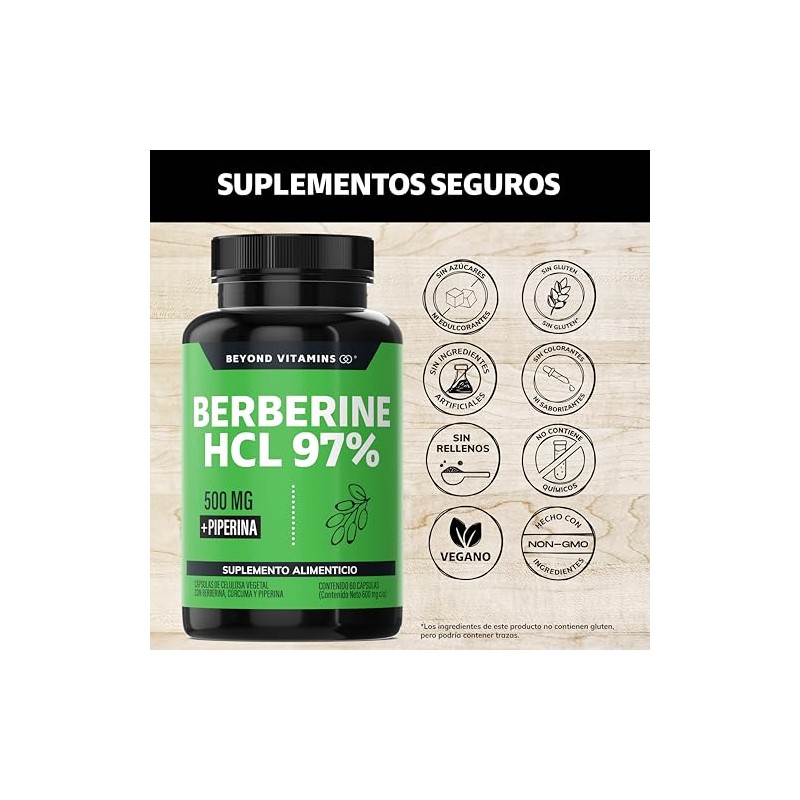 Berberina HCL 97% | 500mg de Berberina Clorhidrato, potenciado con