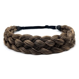 TOECWEGR Braided Hair Band, 5 Strands, Hair Scrunchie, Classic Chunky Elastic Synthetic Headband, Women's Beauty Accessories (Light Black, Yellow)