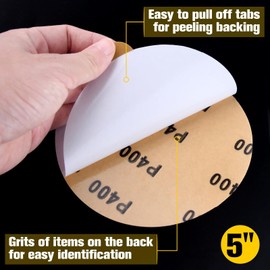 SPEEDWOX 50PCS 5" Gold PSA Sanding Discs 400 Grit Self Adhesive Stickyback Sandpaper Discs for DA Sander Gold PSA Sanding Discs for Sanding Automotive Car Painting Woodworking Wood Metal