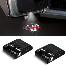 2PCS Car Door Lights Projector, Universal Car Door LED Projector Lights Wireless Welcome Courtesy Ghost Shadow Lamp Fit for All Car Models (American Flag Butterfly)