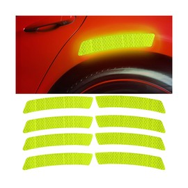 LKAHG Car Reflective Stickers, 4PCS Waterproof Vehicle Side Bumper Safety Warning Sign Reflective Strips, Universal Automotive Trunk Rear Bumper Body Reflector Guard Decal Accessories (Yellow)
