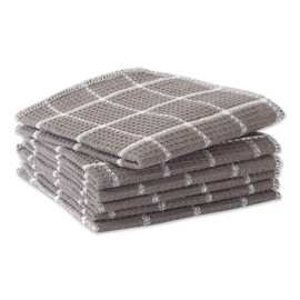 DII Scrubber Dishcloths Collection Windowpane Dishrag Set, 12x12, Gray/White, 6 Piece