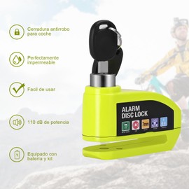 Kayoosi Candado de Alarma para Moto, Alarma de Freno de Disco de 110 Db con Sensor de Movimiento y Cable de Alarma de 4,3 Pies, Impermeable y Antirrobo, Compatible con Vehículos con Llantas de Disco