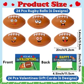 Yopyame Valentine Cards with Stress Balls - 24 Pack Sports Valentines Cards for Kids School Classroom Prizes Exchange Gift Party Favor Valentine’s Day Sport Gift Cards Squeeze Foam Ball for Boys Girls