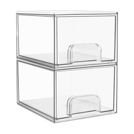 Vtopmart Vtopmart 2 Pack Clear Stackable Storage Drawers, 4.4' Tall Acrylic Bathroom Makeup Organizer,Plastic Storage Bins For Vanity, Undersink, Kitchen Cabinets, Pantry, Home Organization