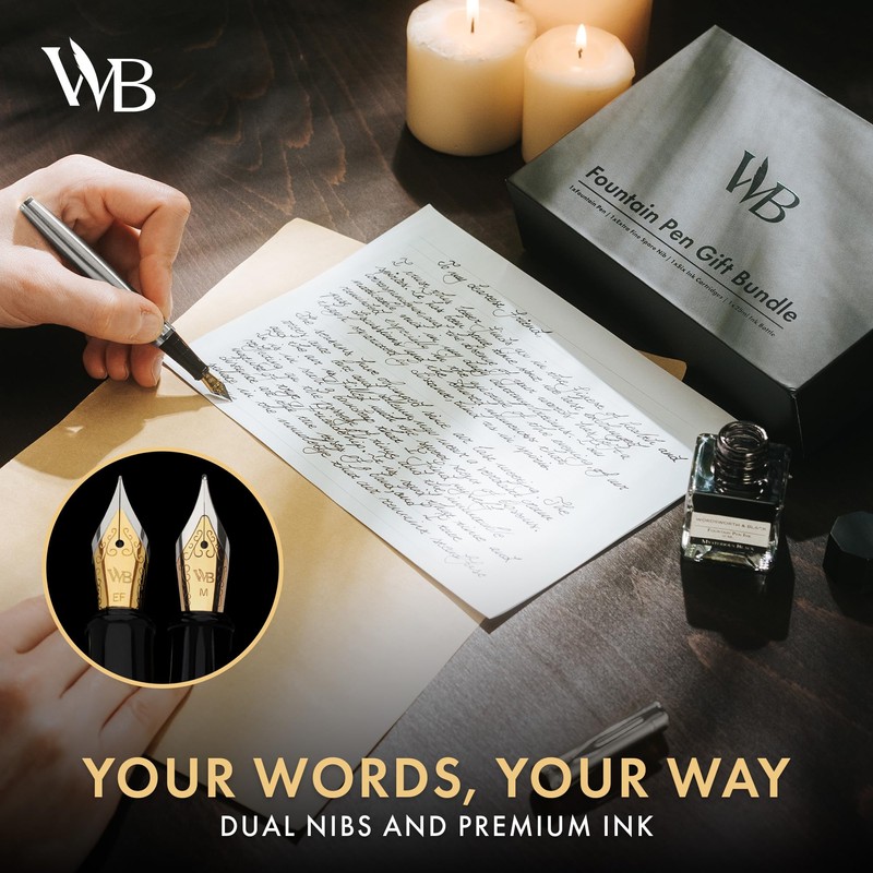 Wordsworth & Black Fountain Pen Set,18K Gilded Medium and Extra