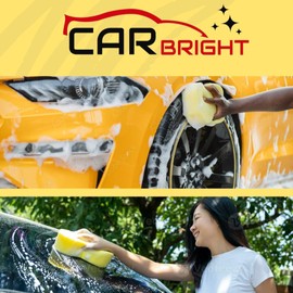 Jumbo Car Sponges (12 Pack) - Large Car Wash Sponges From Car Bright - Perfect for Car Care, Window Cleaning, Wheel Cleaning and Motorbikes - Made in the UK