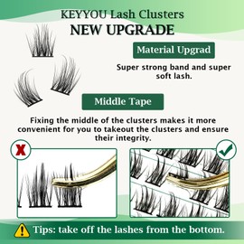 Lash Clusters 96pcs Individual Lashes D Curl 18mm Eyelash Clusters KEYYOU Volume Wispy Lash Extension Soft&Comfortable Easy DIY at Home(Y15,D-18mm)