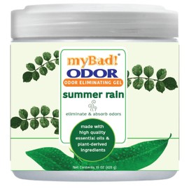my Bad! Odor Eliminator Essential Oil Gel 15 oz - Air Freshener - Eliminates Smells in Bathroom, Pet Area, Closets, RVs, Pet Areas (Summer Rain, 1 Pack)