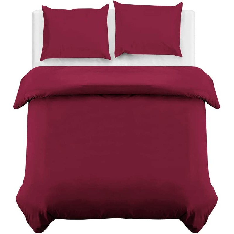 MOONLIGHT20015 Single Duvet Cover Burgundy Solid Soft Single Bedding Duvet