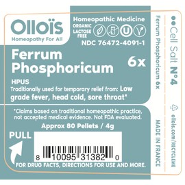 Ferrum Phosphoricum 6X - OLLOIS - Organic & Vegan Cell Salt # 4 (Pack of 3)
