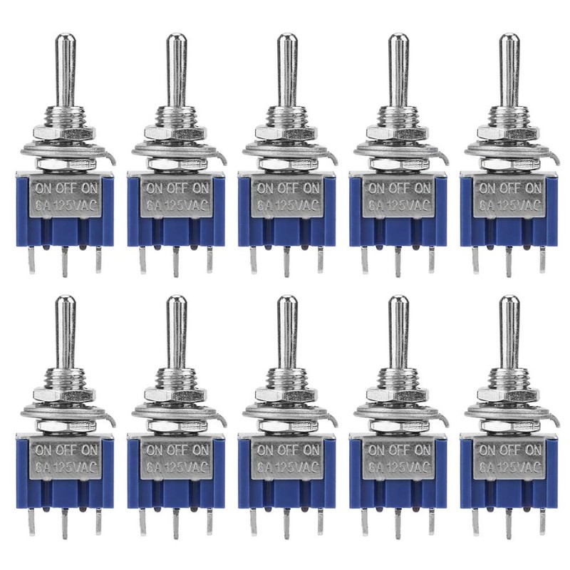 EVTSCAN 10Pcs SPDT Mini Toggle Switch 6A 125V AC, ON