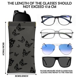 Deokke Pack of 2 Soft Glasses Case, PU Leather Soft Glasses Case, Glasses, Sunglasses, Bag, Portable, Squeeze, Soft Leather with Cleaning Cloth, Nice for Women, Men, Girls, D16 Butterfly Skeleton