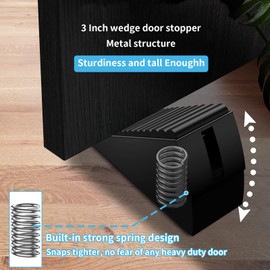 AIMAXINKE Strongest Door Stoppers for Bottom of Door- Spring Heavy Duty Door Stop Wedge, 3 Inch High Adjustable Metal Rubber Large Doorstop Strong Grip, Suits Carpet, Tile, Home, School, Commercial