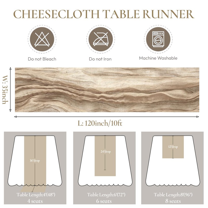 Nude Cheesecloth Table Runner 10ft Gauze Boho Rustic Cheese Cloth