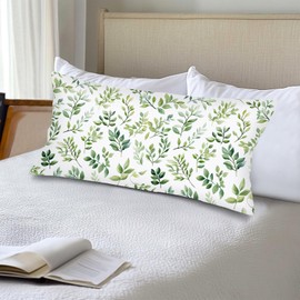 Floral Spring Lumbar Pillow Covers 20x40 Vintage Wild Flowers Decor Leaves Sage Green Long Body Pillow Cover,Wildflower Plant King Size Pillowcase Protector with Zipper Decorative Cushion Cover
