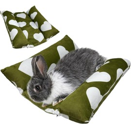 Amremsu 16.5 X 18in Removable and Washable Soft Rabbit Bed, Thickened and Softer Bunny Bed, Double-Sided Plush Rabbit Beds,Rabbits Concave Bed,Small Beds for Animals Indoor,Dark Green