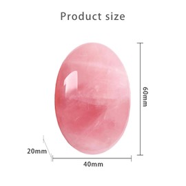 Bdfgh 2.4 Inch Large Crystals Amethyst Stone Quartz Worry Stones Healing Crystal Natural Stone Polished Palm Gemstones Oval Energy Stone Massage Healing Reiki Stones (Rose Quartz)