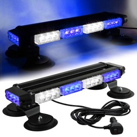 ASPL 16.8 Inch LED Strobe Flashing Light Bar, 26 Flashing Modes High Intensity Emergency Hazard Warning Beacon Lights with Magnetic Base for Car Trucks Trailer Roof Safety (Blue White Blue White)