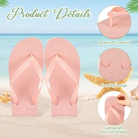 Toulite 52 Pairs Wedding Flip Flops Bulk for Guests Sandal Dancing Slipper Gifts Wedding Sign Tags Rope Bridal Shower (White,Pink)