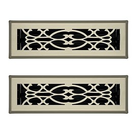 Hartford Ventilation Floor Register 2” x 10” - Victorian Vent Cover for Home - Heavy Duty Metal Design with Scratch Resistant Finish - Smooth Glide Damper (2, Brushed Nickel)