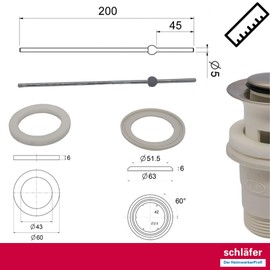 Schläfer 40510020 | Universal Siphon Drain for Sink and Bidet with Plastic Pop-up Plug with 1 1/4 Inch Connection and Overflow