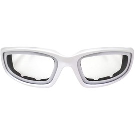 CAHHCA Motorcycle Riding Glasses Clear Lenses with Foam Padding, White Frame and Carry Bag