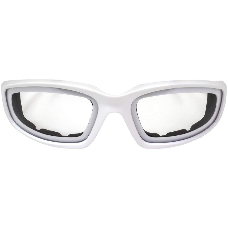 CAHHCA Motorcycle Riding Glasses Clear Lenses with Foam Padding, White