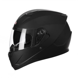 GJH Full Face Helmets for Adults Street Bike Helmet with Anti-Fog Double Lens Helmet for Road Racing Cycling BMX ATV MTB Riding by DOT Approved(M67-Black-L)