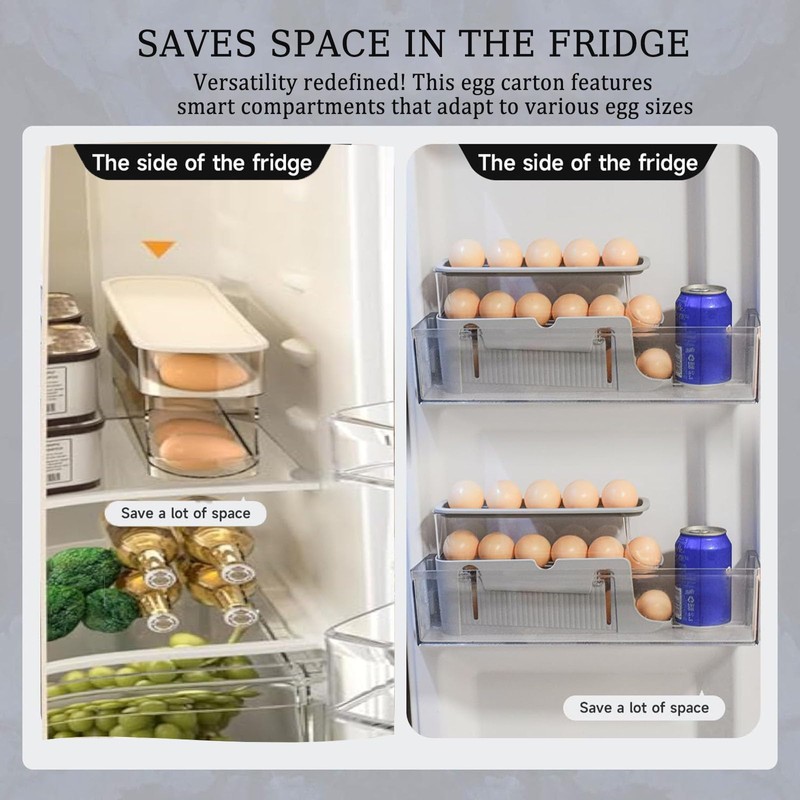 Egg Storage Fridge, Adjustable 3 Tier Egg Container with Easy