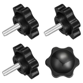 sourcing map 4Pcs Clamping Screw Knob, M4 x 12mm Hex Shaped Star Knob Plastic Grips Hand Tightening Screw Handle for Umbrella Base Mechanical Furniture, 25mm Dia