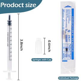 100pcs 1ml Plastic Syringes with Caps (No Needles) Colostrum Syringe for Refilling and Measuring Liquids, Pet Feeding, Glue Applicator