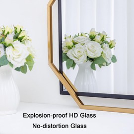 Autdot Large Wall Mirror for Living Room, 40"x28" Decorative Black Gold Mirror for Entryway, Modern Vanity Mirror with Metal Frame Horizontal/Vertical