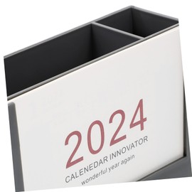 Tofficu Abs Paper Material Desk Calendar Pen Holder Makeup Brush Pencil Cup Storage for Office