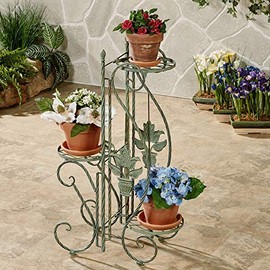 Touch of Class Mandi 3 Shelf Metal Plant Stand - Seafoam - Indoor Outdoor Planter Shelves - Multi-Purpose for Patio, Sunroom, Office, Bedroom, Kitchen - Elevated Platforms