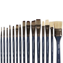 Mont Marte Premium 15 Piece Brush Wallet Set Including Hog Bristle and Taklon Brush Suitable for Watercolor, Acrylic, Oil, Gouache and Tempera Painting